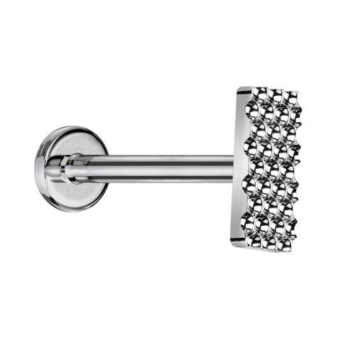 Micro Labret filetage intérieur argenté, diamant taillé en rectangle argenté