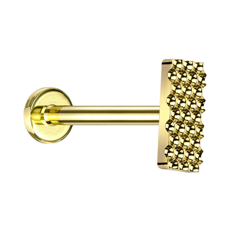 Micro Labret Innengewinde vergoldet gepunkteter Diamantschliff Rechteck vergoldet