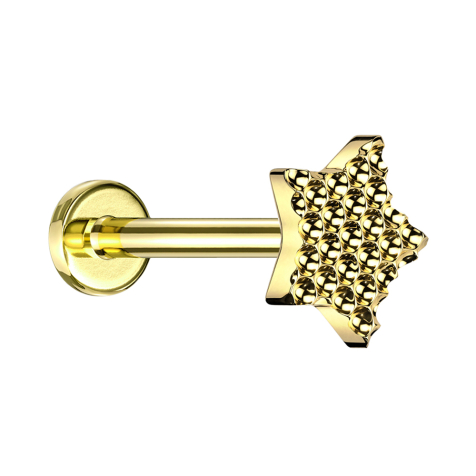 Micro Labret filettatura interna placcato oro diamante punteggiato taglio a stella placcato oro