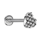 Micro Labret Internal Thread Silver Dotted Diamond Cut Heart Silver