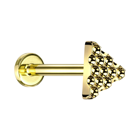 Micro Labret Innengewinde vergoldet gepunkteter Diamantschliff Dreieck vergoldet
