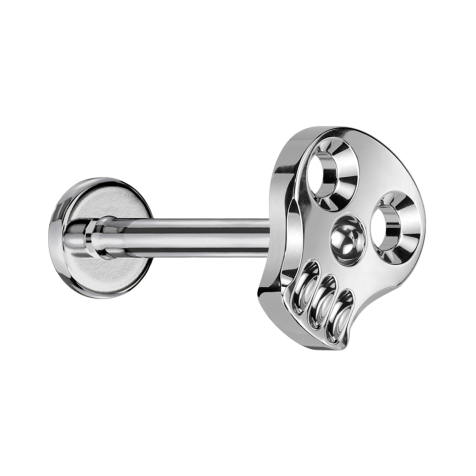 Micro Labret Internal Thread Silver Hollow Skull Silver