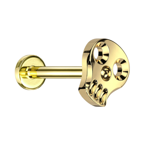 Micro Labret filetage intérieur plaqué or tête de mort creuse plaquée or