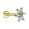 Micro Labret Internal Thread Gold-Plated Flower Gold-Plated Crystals Silver