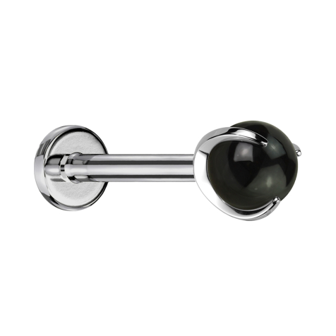 Micro Labret filettatura interna argento sfera onice pietra incastonata