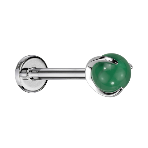 Micro Labret Innengewinde silber Kugel Jade Stein gefasst