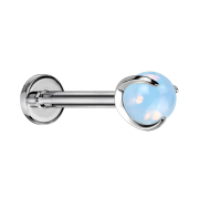 Micro Labret Innengewinde silber Kugel Opalite Stein gefasst