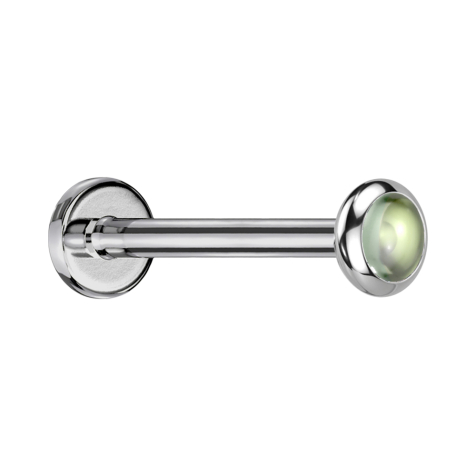 Micro Labret sans filetage argenté disque arrondi pierre onyx verte