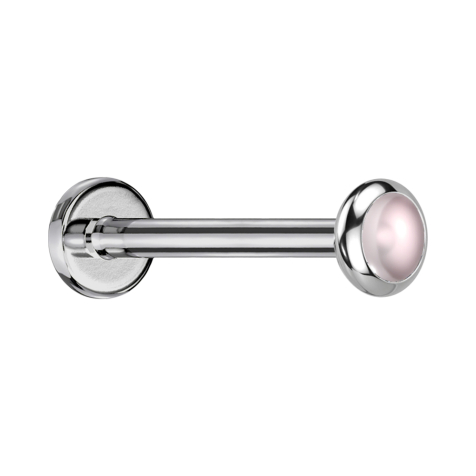 Micro Labret sans filetage argenté disque arrondi pierre opalite rose