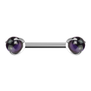 Barbell Innengewinde silber mit zwei Kugeln Amethyst...