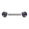 Barbell Innengewinde silber mit zwei Kugeln Amethyst Stein gefasst
