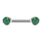 Barbell Innengewinde silber mit zwei Kugeln Jade Stein gefasst