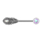 Barbell silver with beads front crystal multicolor and feather