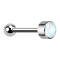 Micro Barbell Threadless argent avec boule et cylindre opale blanche