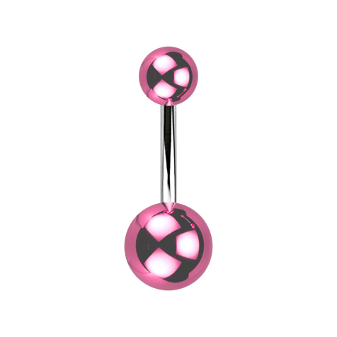 Banana silver with two balls glass-coated pink