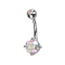 Silver banana with silver ball, multicolored crystal, and large round multicolored crystal