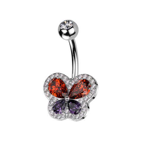 Banane argentée avec boule argentée cristal argenté et papillon