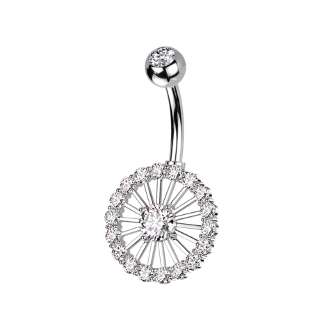 Banane silber mit Kugel silber Kristall silber und Rad Kristalle silber