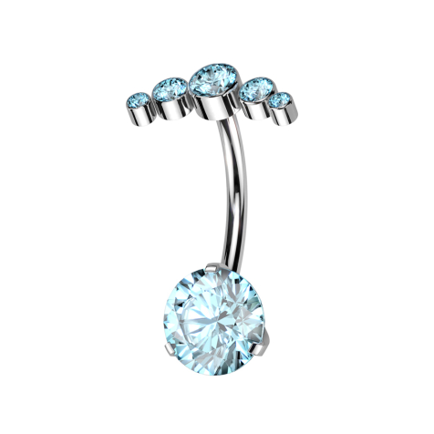 Threadless banana silver five crystals aqua and crystal aqua set