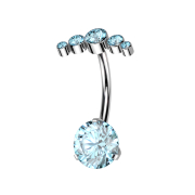 Threadless banana silver five crystals aqua and crystal...