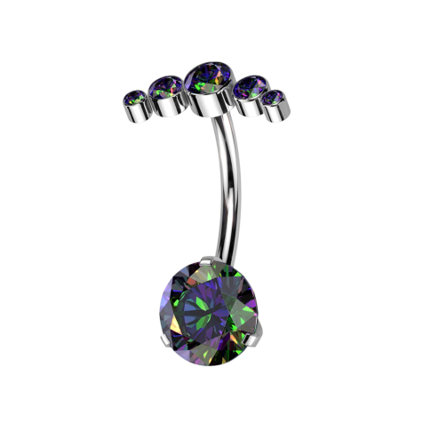 Threadless banana silver five crystals dark multicolor and crystal dark multicolor set