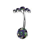 Threadless banana silver five crystals dark multicolor...