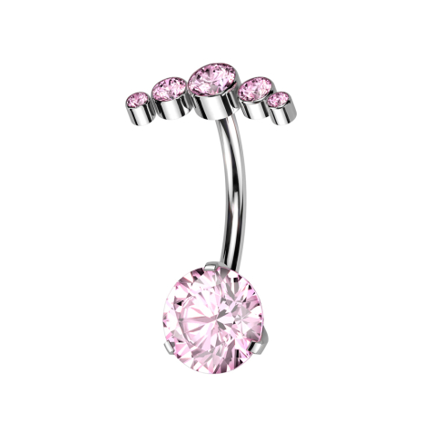 Threadless banana silver five crystals pink and crystal pink set