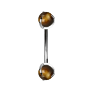 Micro banana silver internal thread with two tigers eye...