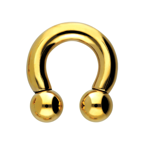 Circular barbell with gold-plated internal thread and two balls