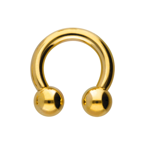 Circular barbell with gold-plated internal thread and two balls