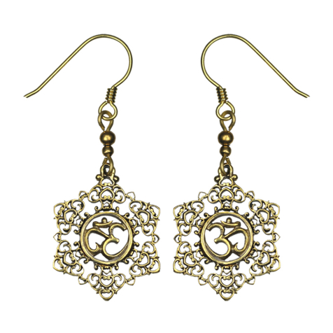 Orecchino placcato oro Om