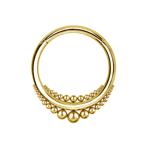 Ear weight segment ring hinged gold-plated balls increasing in size