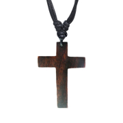 Halskette schwarz Anhänger Kreuz aus Narra Holz