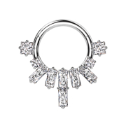 Micro segment ring hinged silver princess crystals with...