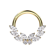 Micro segment ring hinged gold-plated crystals silver...