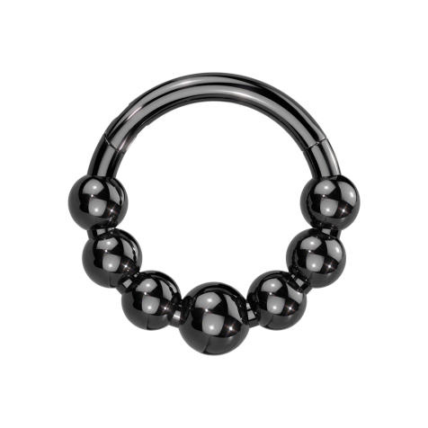Micro segment ring, foldable, black, seven balls