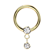 Micro segment ring hinged gold-plated crystal silver...
