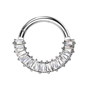 Micro segment ring hinged silver Baquette crystals silver