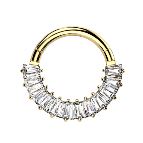 Micro Segmentring klappbar vergoldet Baguette Kristalle silber