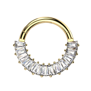 Micro segment ring hinged gold-plated Baquette crystals...