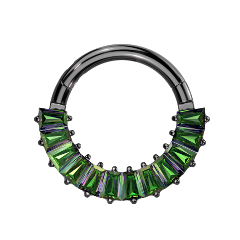 Micro Segmentring klappbar schwarz Baguette Kristalle dunkel multicolor