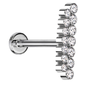 Micro Labret Internal Thread Silver Double Row Straight...