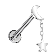 Micro Labret filetage intérieur argent lune argent...