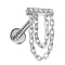 Micro labret internal thread silver bar silver crystals silver pendant two chains