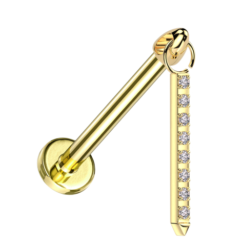 Micro labret internal thread gold-plated cone gold-plated pendant bar crystals silver