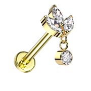 Micro Labret Internal Thread Gold-Plated Three Oval...