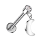 Micro labret internal thread silver cylinder silver crystal silver pendant moon silver