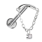 Micro Labret Internal Thread Silver Bar Silver Pendant Chain Crystal Silver