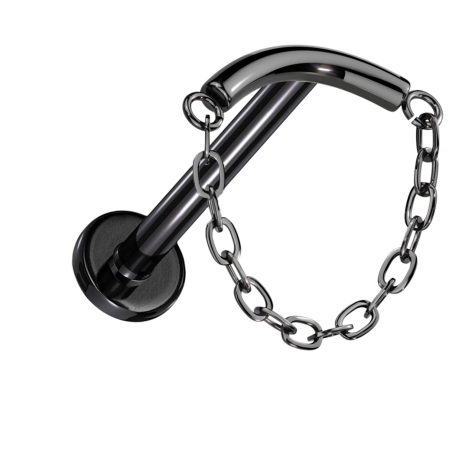 Micro Labret Internal Thread Black Bar Black Pendant Chain