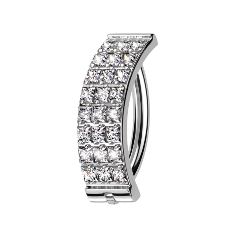 Banane klappbar silber Schild drei Reihen quadratische Kristalle silber